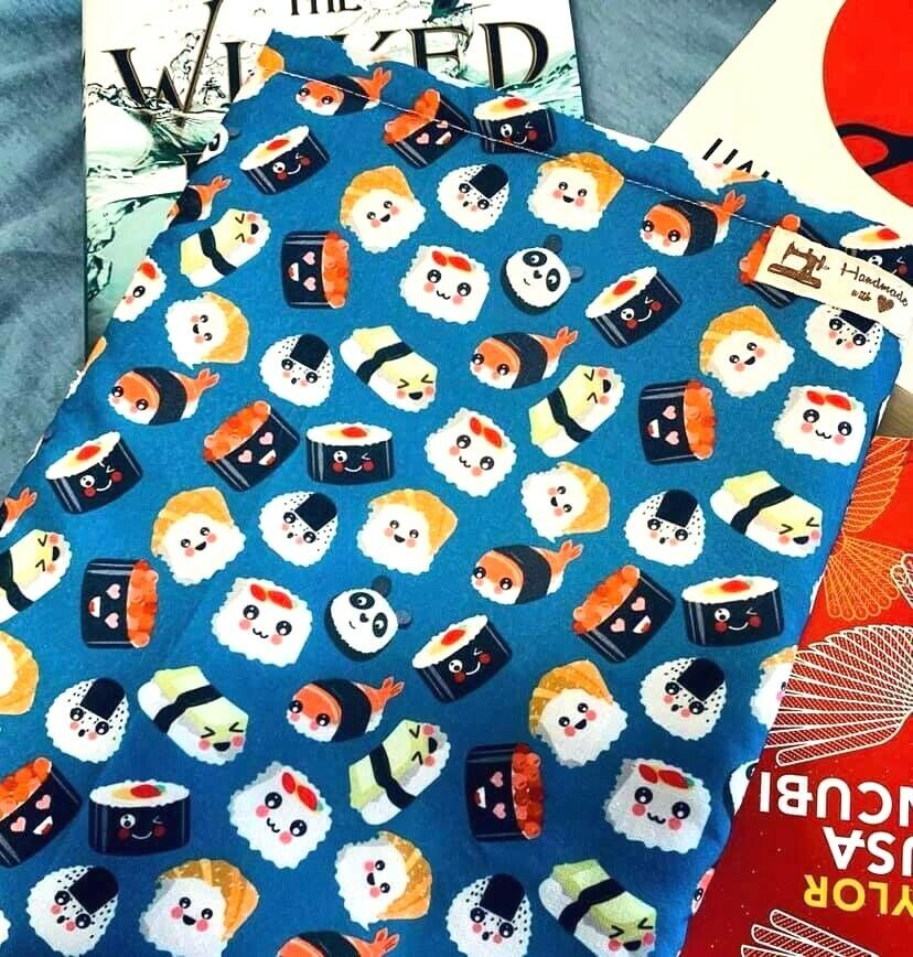 BOOK SLEEVE HAND MADE,COVER LIBRO motivo sushi