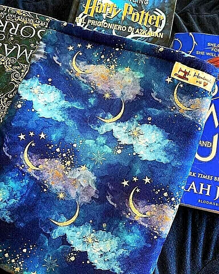 BOOK SLEEVE HAND MADE,COVER LIBRO FATTO A MANO motivo cielo stellato