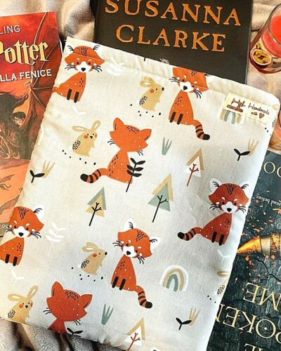 BOOK SLEEVE HAND MADE,COVER LIBRO FATTO A MANO motivo volpe foxes